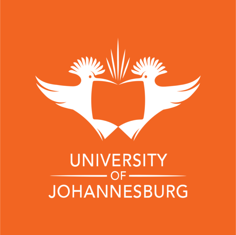 Logo of University of Johannesburg, orange background