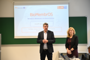 Margit Gföhler and Michael Harasek introducing the BioMembrOS Project